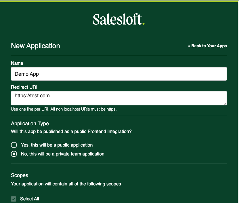 Salesloft New Application
